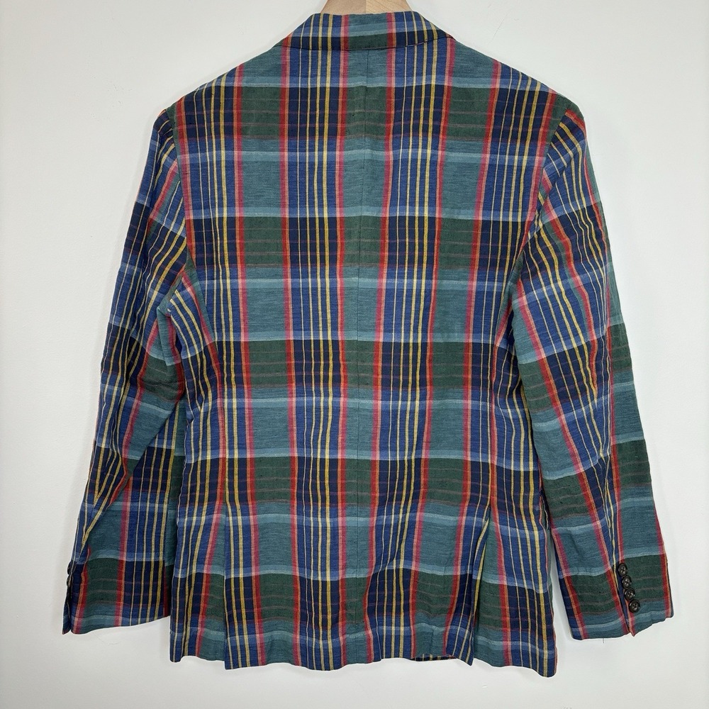 J Crew Ludlow Unstructured Madras Plaid Blazer 36 Slim Linen Preppy Italian Ivy - Picture 5 of 12